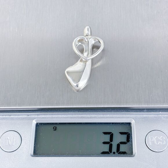 Vintage Sterling Silver 925 Abstract Heart Angel Pendant - Picture 8 of 9